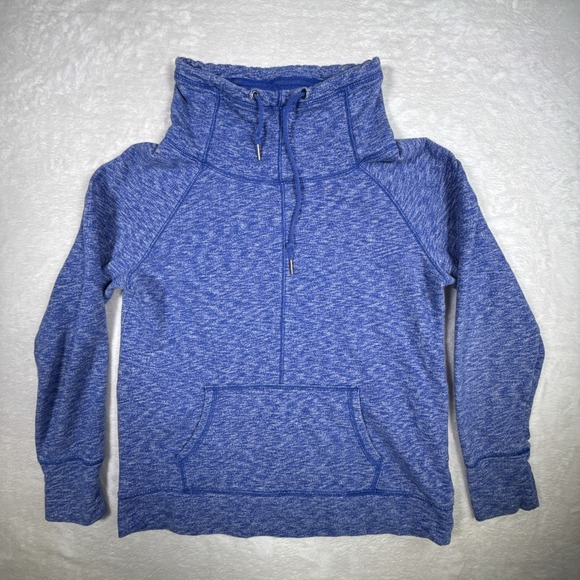 GAP Tops - Gap Heathered Blue Cowl Neck Pullover Sweatshirt Hoodie Women's Medium